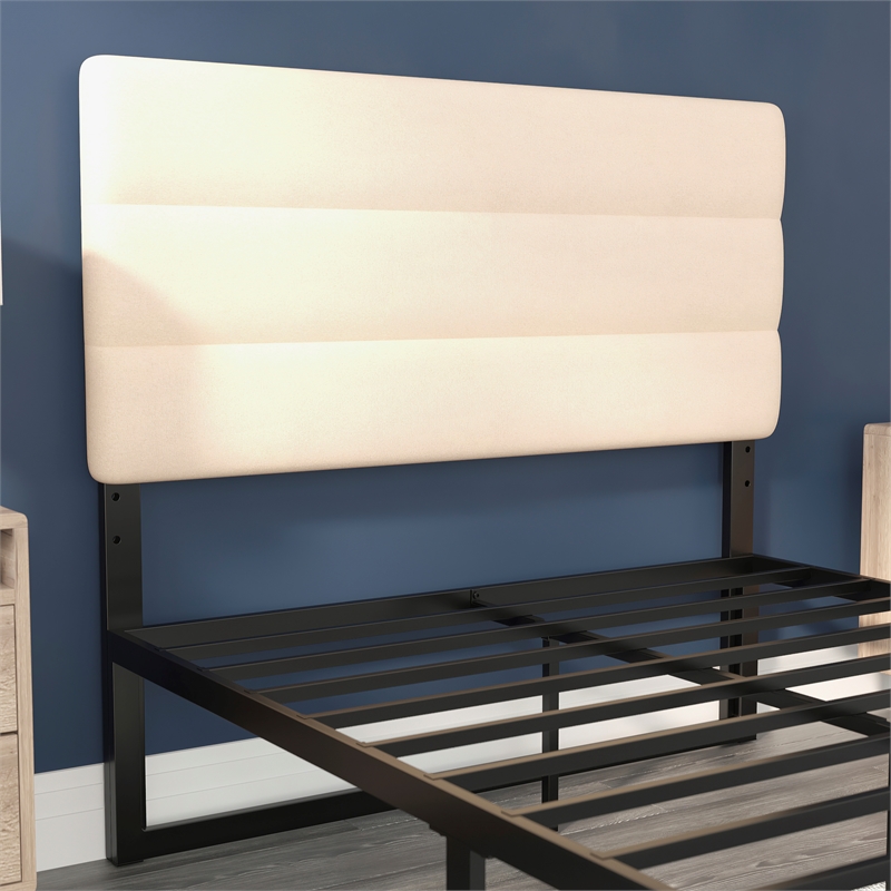 Pemberly Row Universal Fit Tufted Upholstered Full Headboard in Cream