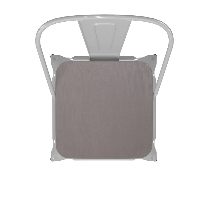 Pemberly Row All-Weather Bar Stool with Removable Back & Poly Seat in White/Gray