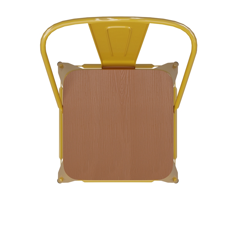 Pemberly Row Bar Stool with Removable Back & Poly Seat in Yellow/Teak