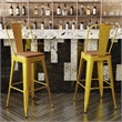 Pemberly Row Bar Stool with Removable Back & Poly Seat in Yellow/Teak