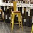 Pemberly Row Bar Stool with Removable Back & Poly Seat in Yellow/Teak