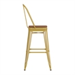 Pemberly Row Bar Stool with Removable Back & Poly Seat in Yellow/Teak