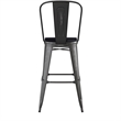 Pemberly Row All-Weather Bar Height Stool with Poly Resin Seat in Black/Black