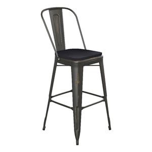 Pemberly Row All-Weather Bar Height Stool with Poly Resin Seat in Copper/Black