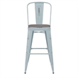 Pemberly Row Bar Height Stool with Poly Resin Seat in Green-Blue/Gray