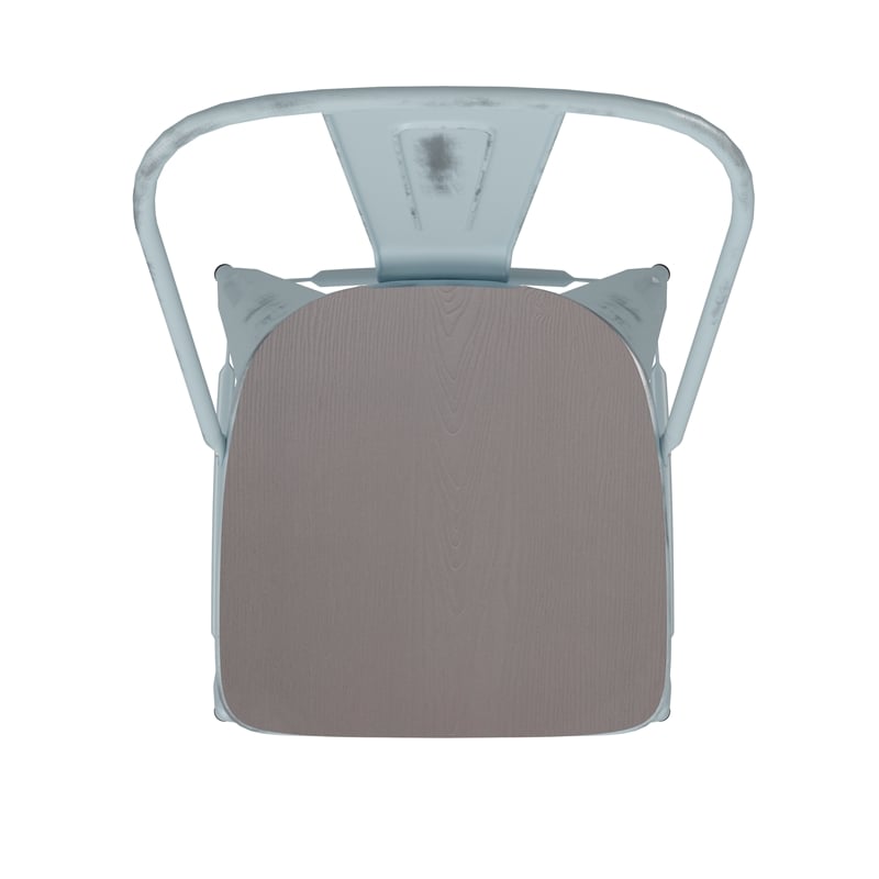 Pemberly Row Bar Height Stool with Poly Resin Seat in Green-Blue/Gray