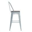 Pemberly Row Bar Height Stool with Poly Resin Seat in Green-Blue/Gray