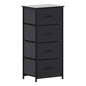 Pemberly Row 4 Drawer Dresser with Black Wood Top and Black Iron Frame