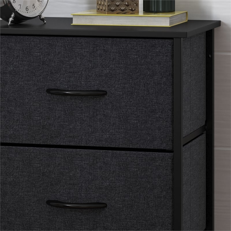 Pemberly Row 4 Drawer Dresser with Black Wood Top and Black Iron Frame