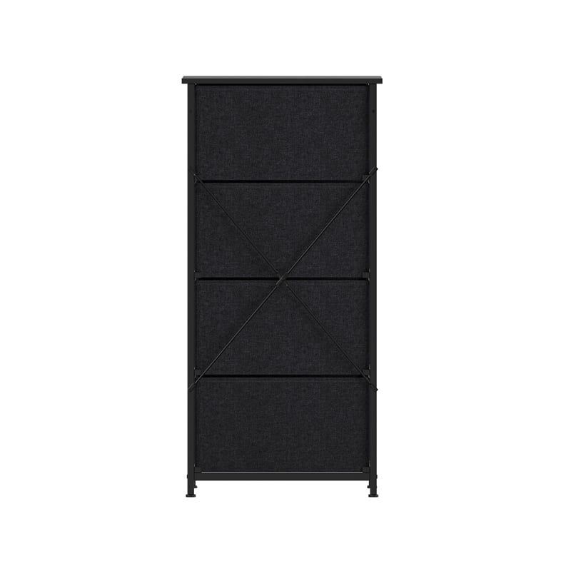 Pemberly Row 4 Drawer Dresser with Black Wood Top and Black Iron Frame