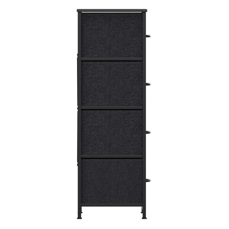Pemberly Row 4 Drawer Dresser with Black Wood Top and Black Iron Frame