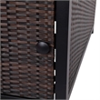 Pemberly Row Outdoor 50000 BTU Fire Table with Steel Top & Wicker Base in Black