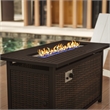 Pemberly Row Outdoor 50000 BTU Fire Table with Steel Top & Wicker Base in Black
