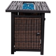 Pemberly Row Outdoor 50000 BTU Fire Table with Steel Top & Wicker Base in Black