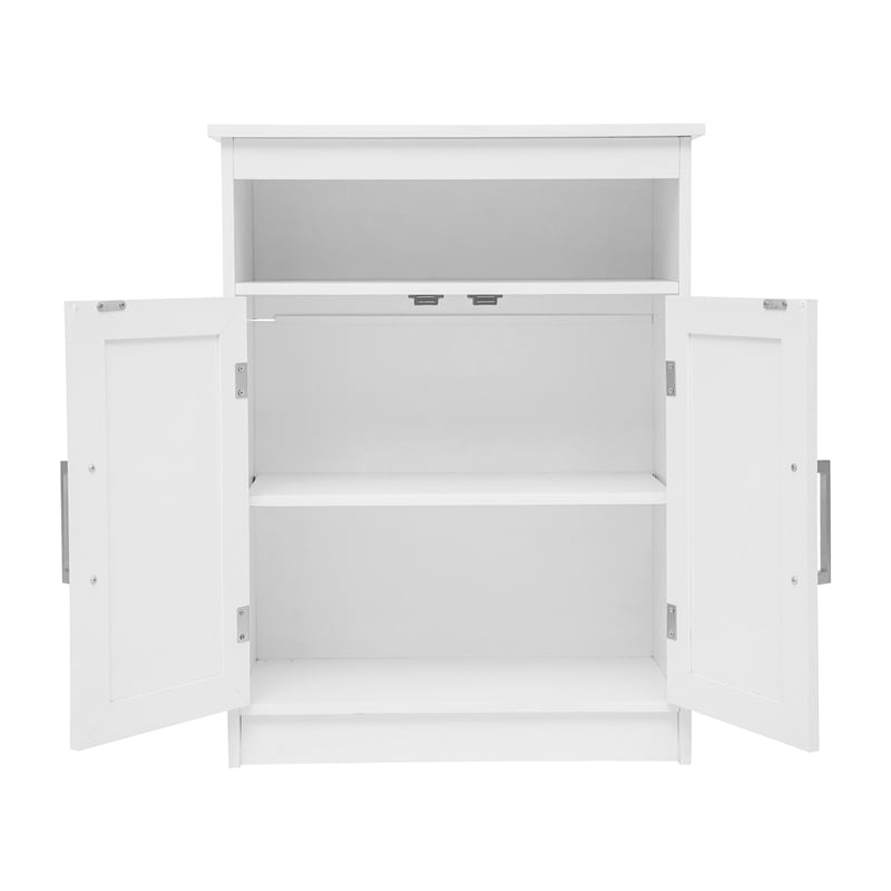 Pemberly Row Bathroom Storage Cabinet with 2 Magnetic Close Doors in White
