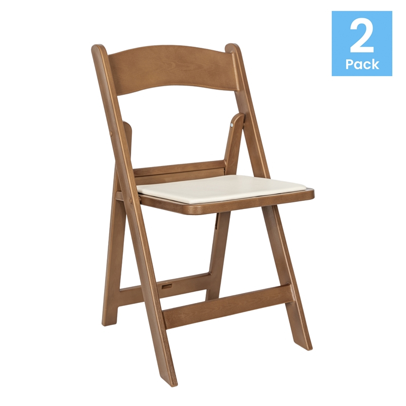 Pemberly Row 2-Pack Indoor/Outdoor Resin Folding Event Chair in Chestnut