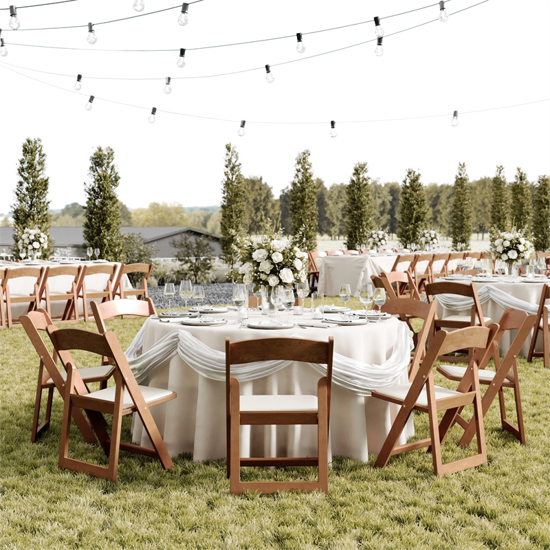 Pemberly Row 2-Pack Indoor/Outdoor Resin Folding Event Chair in Chestnut