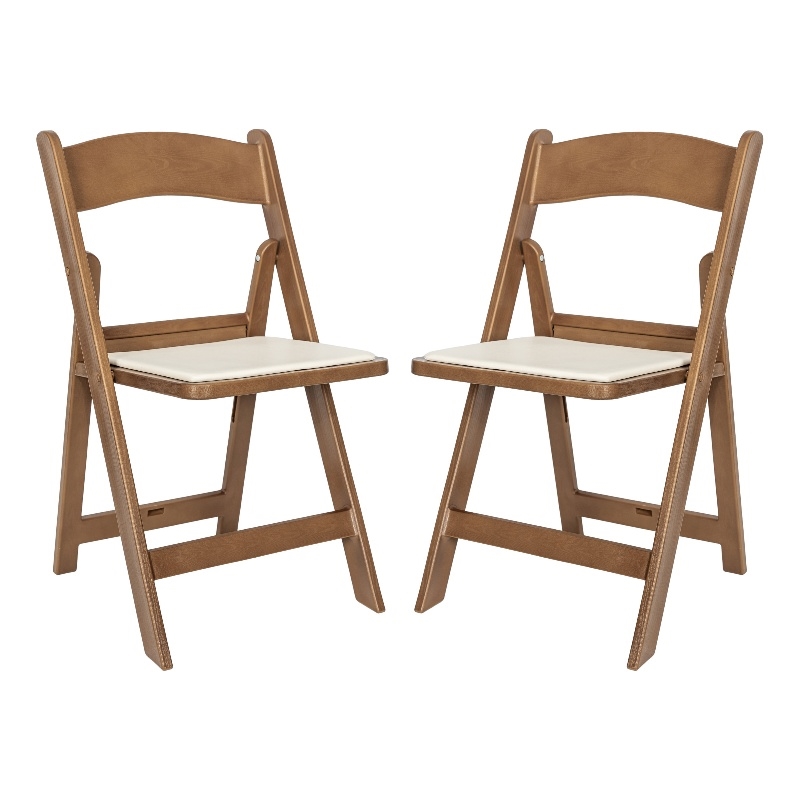 Pemberly Row 2-Pack Indoor/Outdoor Resin Folding Event Chair in Chestnut