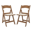 Pemberly Row 2-Pack Indoor/Outdoor Resin Folding Event Chair in Chestnut