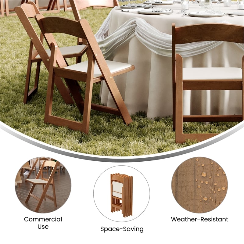 Pemberly Row 2-Pack Indoor/Outdoor Resin Folding Event Chair in Chestnut