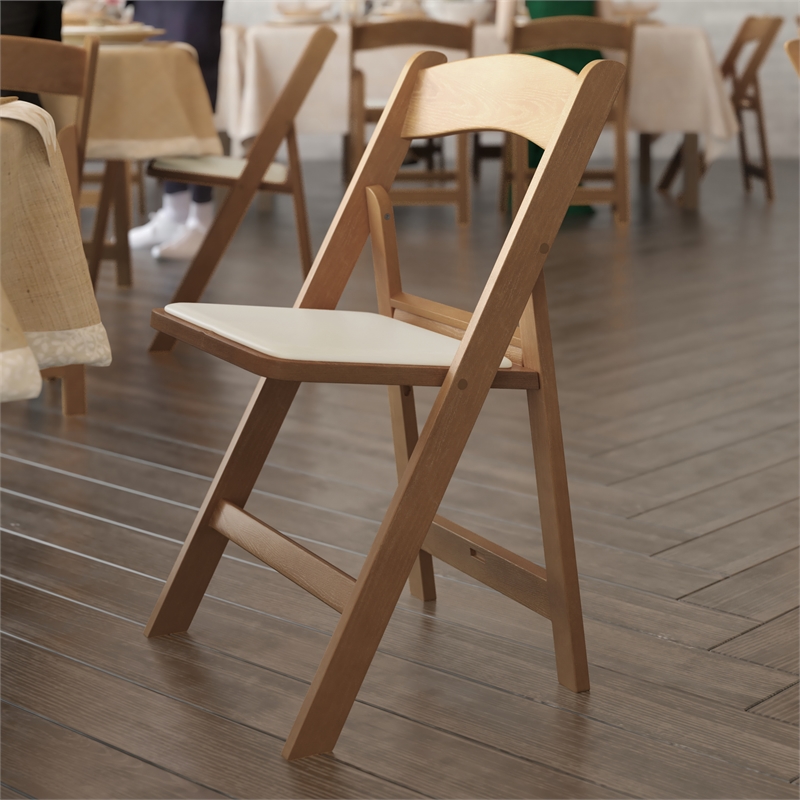 Pemberly Row 2-Pack Indoor/Outdoor Resin Folding Event Chair in Chestnut