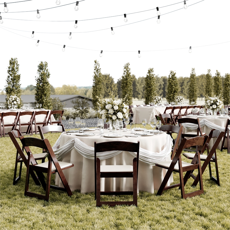Pemberly Row 2-Pack Indoor/Outdoor Resin Folding Event Chair in Dark Brown