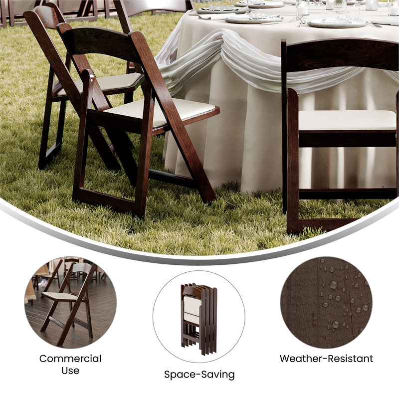 Pemberly Row 2-Pack Indoor/Outdoor Resin Folding Event Chair in Dark Brown