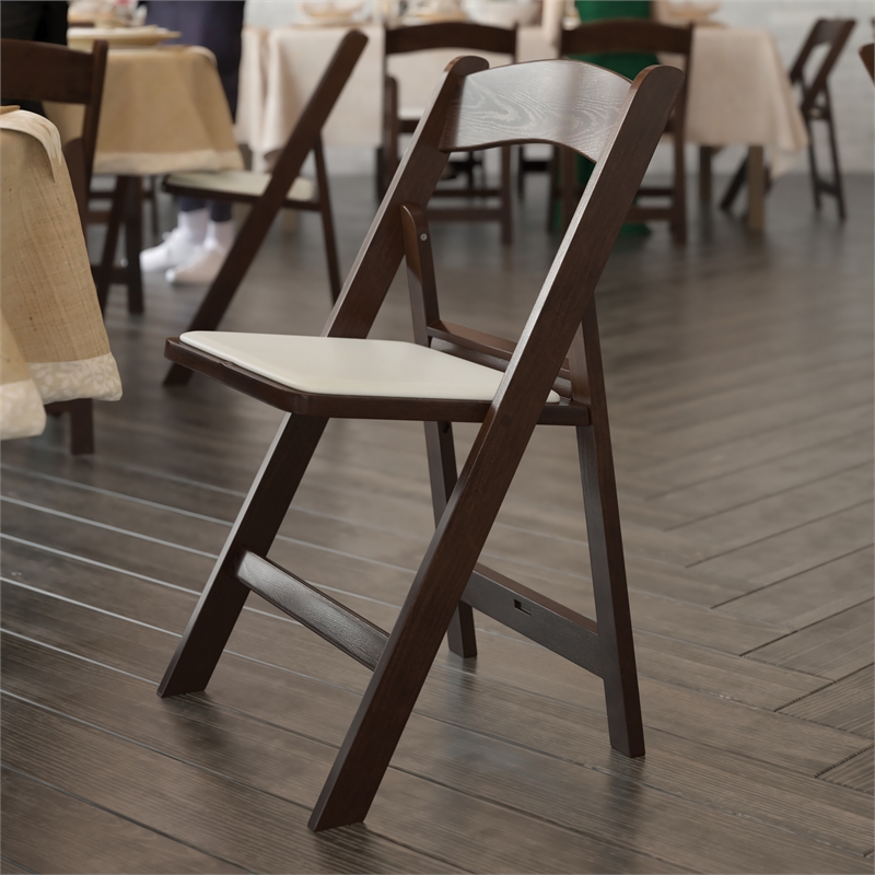 Pemberly Row 2-Pack Indoor/Outdoor Resin Folding Event Chair in Dark Brown