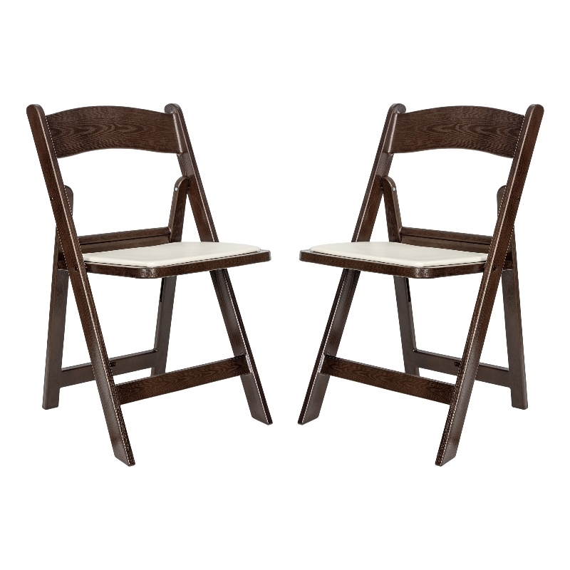 Pemberly Row 2-Pack Indoor/Outdoor Resin Folding Event Chair in Dark Brown