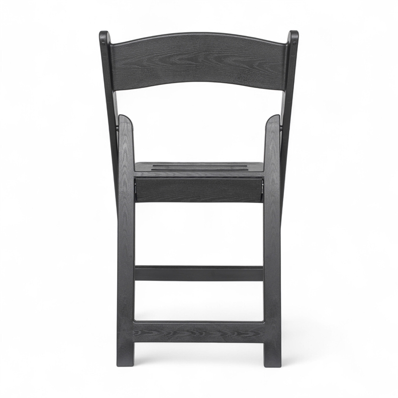 Pemberly Row Indoor/Outdoor Resin Folding Event Chair in Black