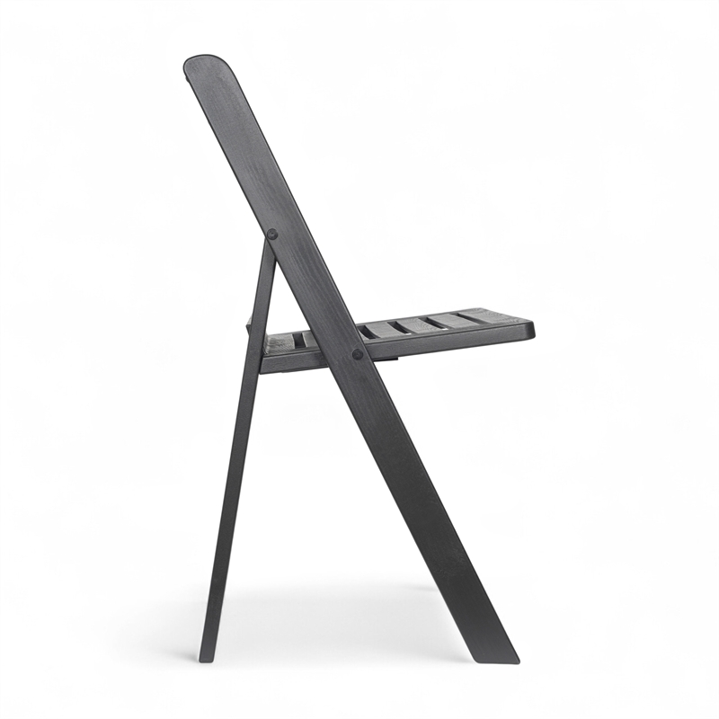Pemberly Row Indoor/Outdoor Resin Folding Event Chair in Black