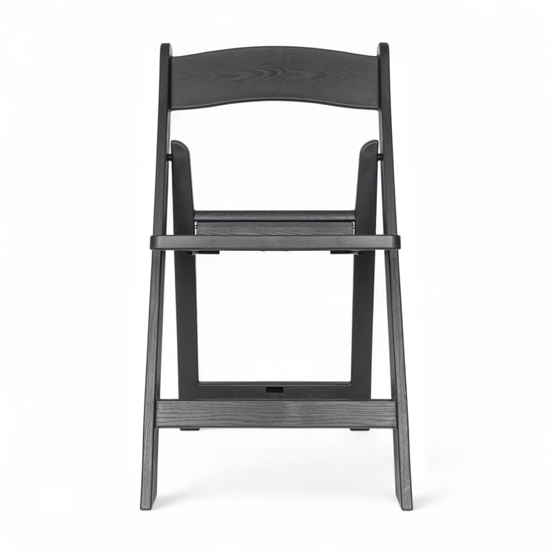 Pemberly Row Indoor/Outdoor Resin Folding Event Chair in Black