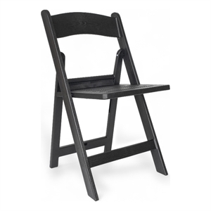 Pemberly Row Indoor/Outdoor Resin Folding Event Chair in Black