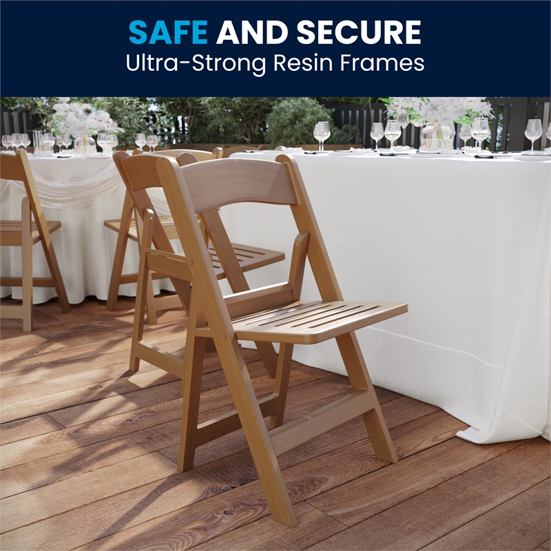 Pemberly Row Indoor/Outdoor Resin Folding Event Chair in Chestnut