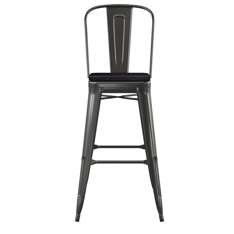 Pemberly Row Bar Stool with Removable Back and Poly Seat in Black/Black