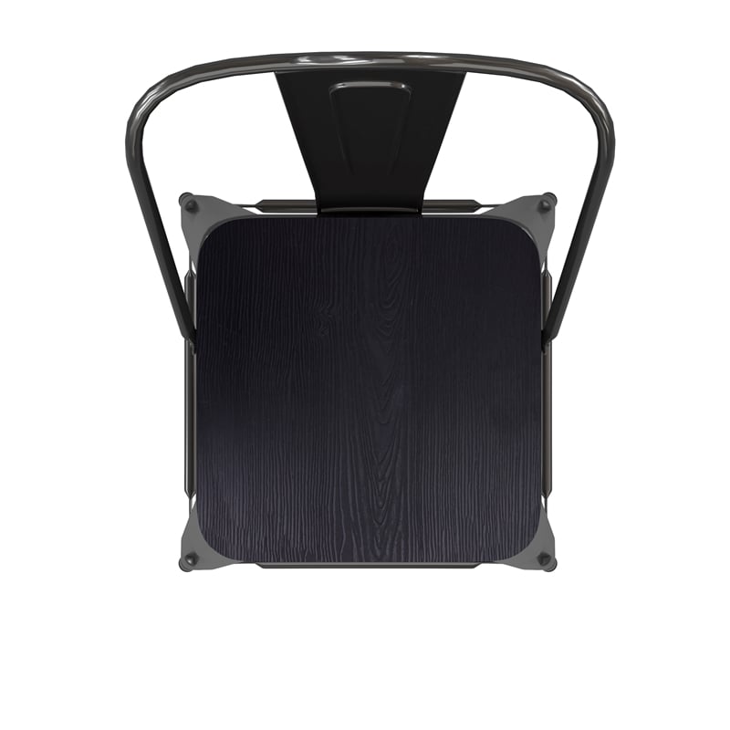 Pemberly Row Bar Stool with Removable Back and Poly Seat in Black/Black