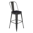 Pemberly Row Bar Stool with Removable Back and Poly Seat in Black/Black