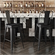 Pemberly Row Bar Stool with Removable Back and Poly Seat in Black/Black
