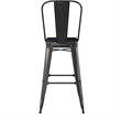 Pemberly Row Bar Stool with Removable Back and Poly Seat in Black/Black