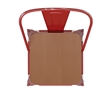Pemberly Row All-Weather Bar Stool with Removable Back and Poly Seat in Red/Teak