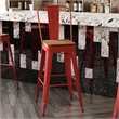 Pemberly Row All-Weather Bar Stool with Removable Back and Poly Seat in Red/Teak