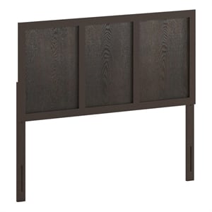 Pemberly Row Contemporary Queen Size 4 Panel Wooden Headboard in Dark Brown