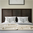 Pemberly Row Contemporary Queen Size 4 Panel Wooden Headboard in Dark Brown