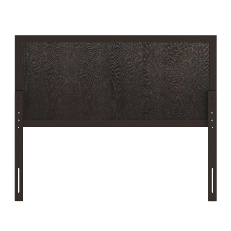Pemberly Row Contemporary Queen Size 4 Panel Wooden Headboard in Dark Brown