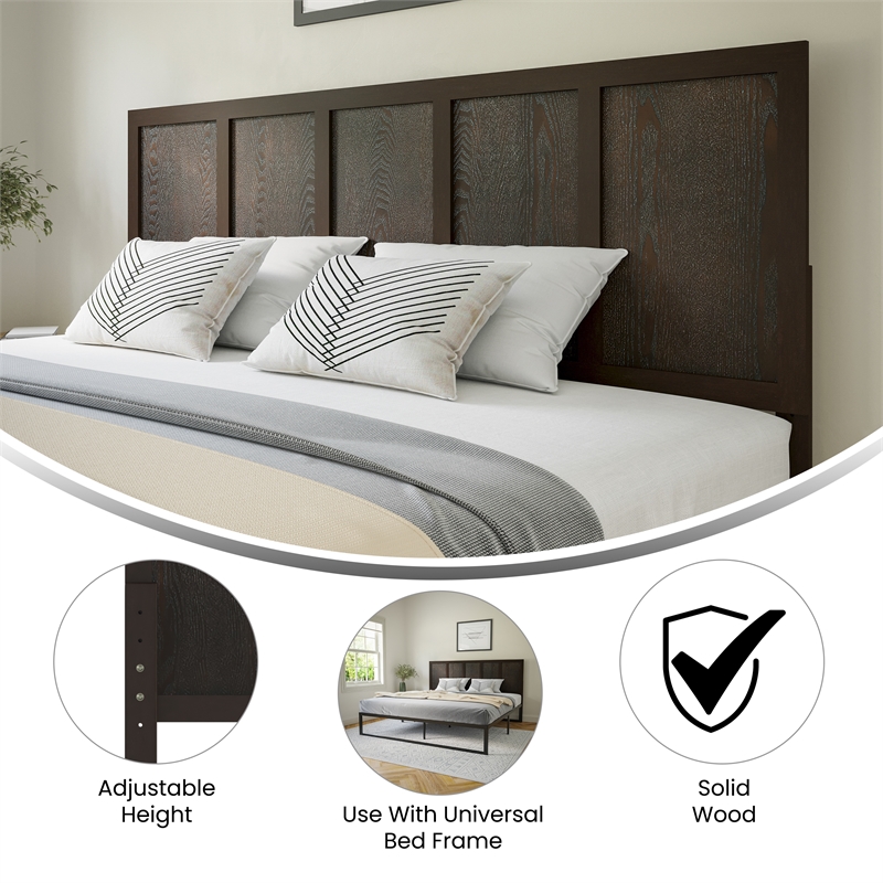 Pemberly Row Contemporary Full Size Herringbone Wooden Headboard in Gray Wash