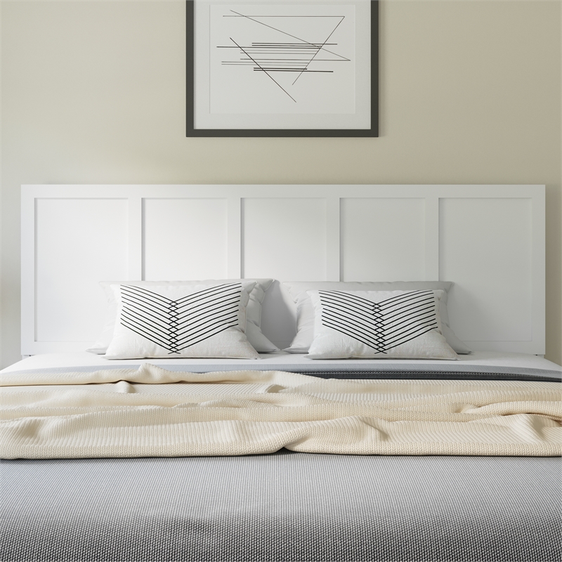 Pemberly Row Contemporary Twin Size 2 Panel Wooden Headboard in Dark Brown
