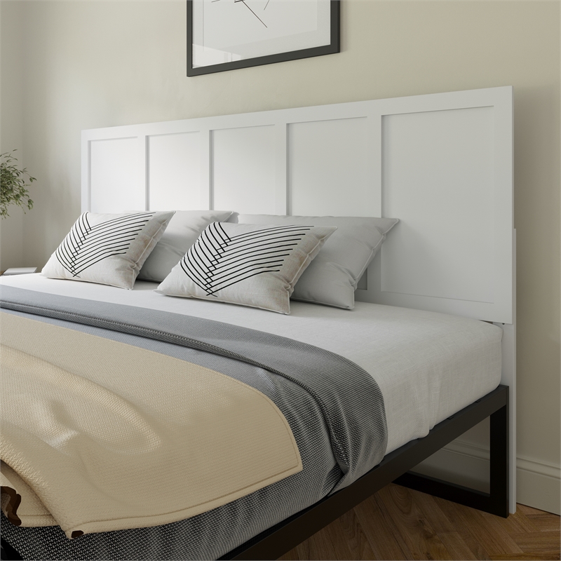 Pemberly Row Contemporary Twin Size 2 Panel Wooden Headboard in Dark Brown