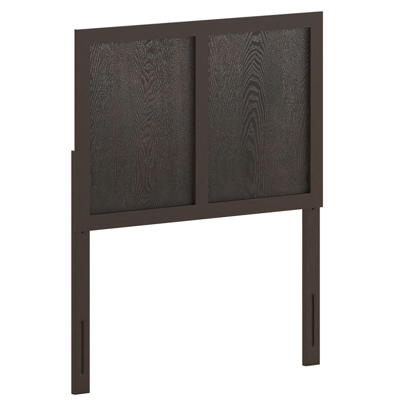 Pemberly Row Contemporary Full Size 3 Panel Wooden Headboard in Dark Brown