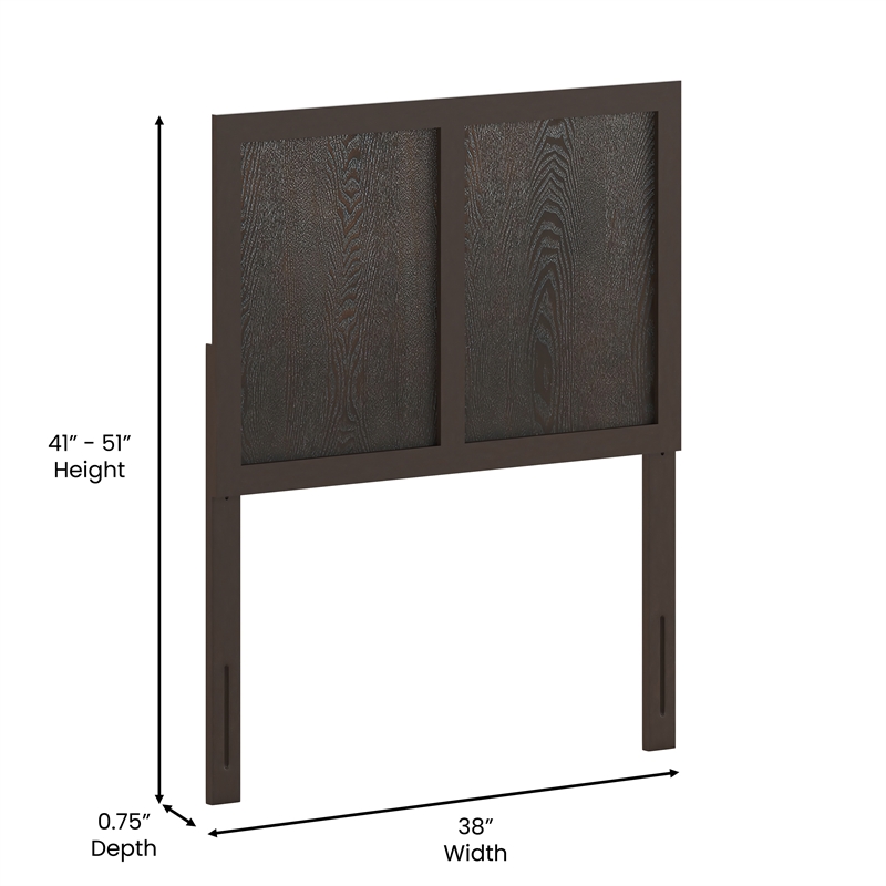 Pemberly Row Contemporary Full Size 3 Panel Wooden Headboard in Dark Brown