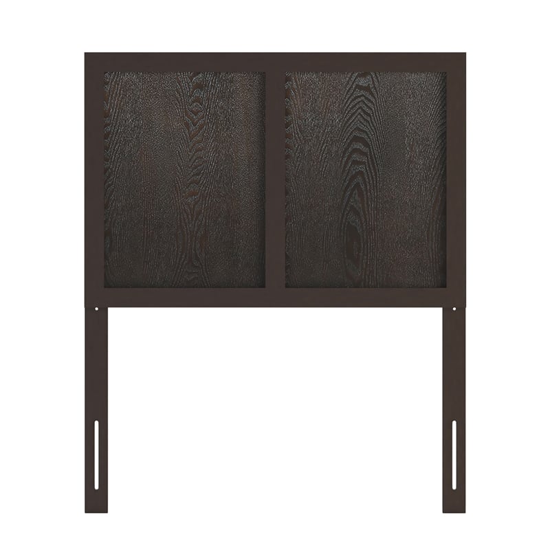 Pemberly Row Contemporary Full Size 3 Panel Wooden Headboard in Dark Brown